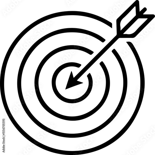 Black outline of an arrow hitting the bullseye on a target