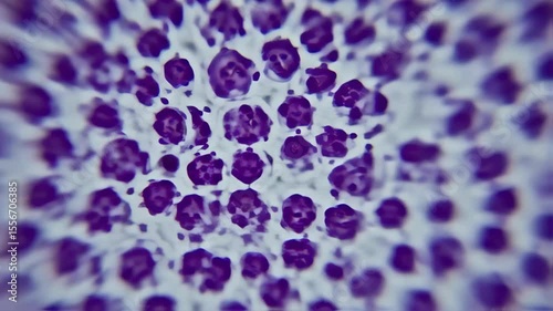 Microscopic View of Purple Cells Under a High Magnification Lens