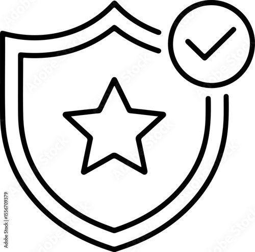 Icon of a shield with a star and a checkmark in a circle