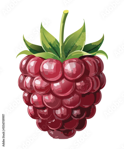 Perfect Raspberry Fruit Juicy - Vector Illustration