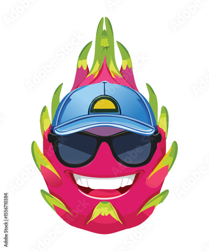 Stylish Dragon Fruit Character Hat - Vector Illustration
