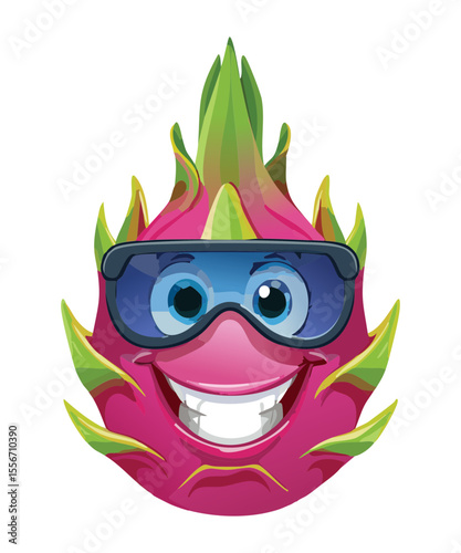 Funny Dragon Fruit Swim Goggles - Vector Illustration