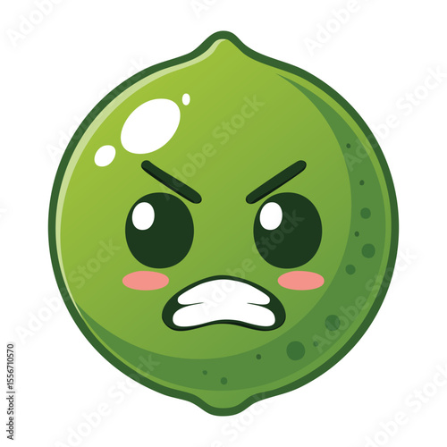 Mad Lime Character Expressing Anger - Vector Illustration