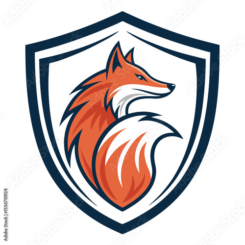 Stylized fluffy fox tail forming a shield, logo for digital applications. Sleek, modern design.