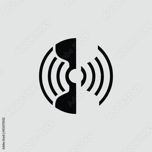 Abstract wireless signal concept simple modern black and white icon illustration design