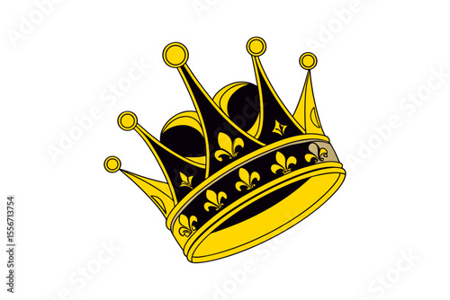 golden crown isolated on white background,A gleaming gold crown with striking red gems, centered on a clean white background, symbolizing nobility, strength, and grace.