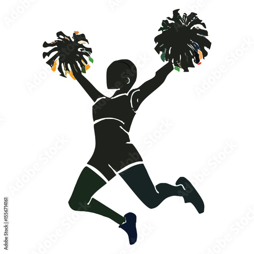 Excited Cheerleader Throwing Pom-Poms Icon
