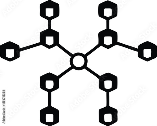 Abstract black silhouette of interconnected nodes graphic design element