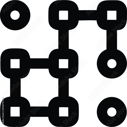 Black silhouette of interconnected nodes design for data visualization and networks