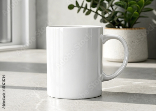 White ceramic mug mockup template for coffee tea branding product presentation