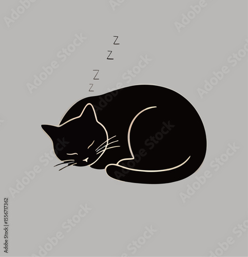 A black cat curled up peacefully, embodying tranquility and serenity.