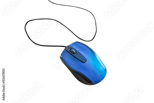 One wired mouse on the transparent background.