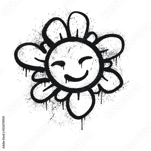 Smiling Flower Graffiti Icon 