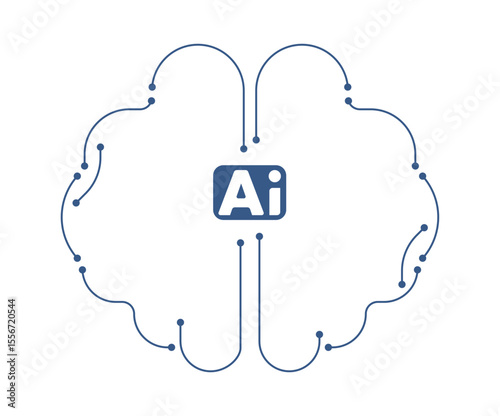 AI brain illustration with circuit lines and network connections