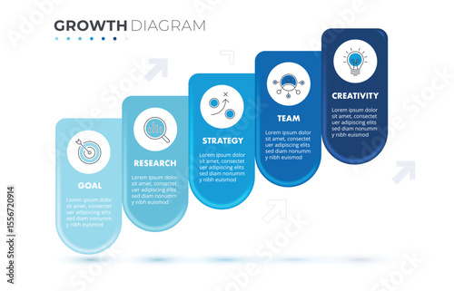 5 Steps to success infographic arrow design template. Business chart and Presentation. Vector Illustration.