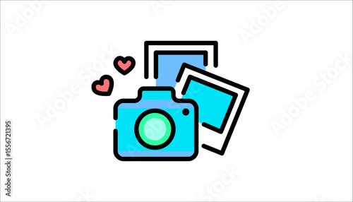photo camera icon with polaroid design with white background