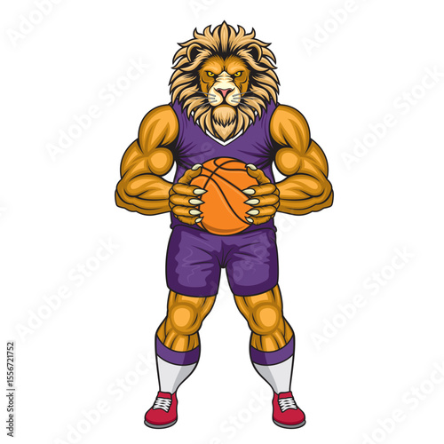 basketball mascot lion vector illustration lion basketball design