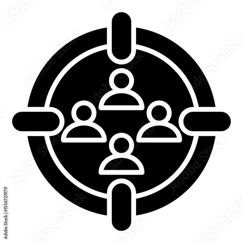 Target solid style icon for marketing, customer segmentation, and demographic research