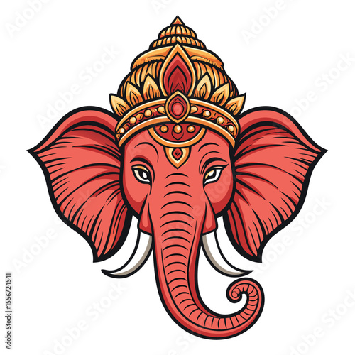 Thai art Ganesha, Isola style, intricate details, vibrant colors, divine, elephant god, ornate, peaceful.