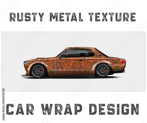 Rusty Metal Texture Car Wrap Design sports car