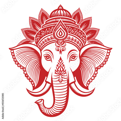 Thai-inspired Ganesha Isola art style, ornate, vibrant colors, detailed, elephant god, auspicious, intricate.