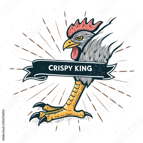 Chicken foot stomping grunge banner, letter 'c' visible, number one, dirty, distressed texture.