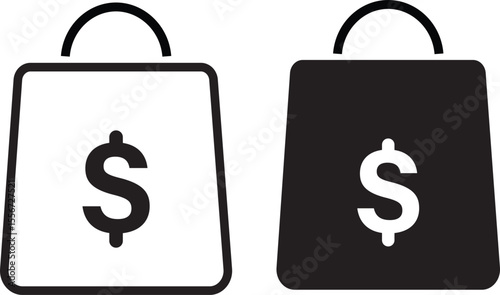 Adobe Ishopping bag with dollar icon set.shopping bag icon,purchasing power financial,bag icon for illustration,
llustrator Artwork