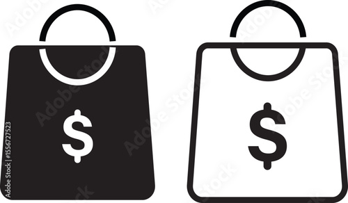 Adobe Ishopping bag with dollar icon set.shopping bag icon,purchasing power financial,bag icon for illustration,
llustrator Artwork