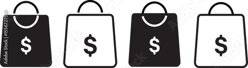 Adobe Ishopping bag with dollar icon set.shopping bag icon,purchasing power financial,bag icon for illustration,
llustrator Artwork
