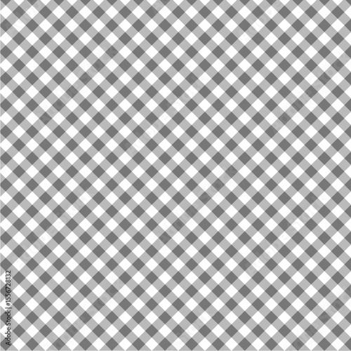 Gingham cross seamless pattern with gray and white color, checkerboard background, square, tablecloth, book cover, Vector illustration
