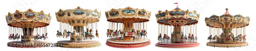 Vintage Carousel Rides in Various Colors and Designs, PNG bundle collection, Isolated on Transparent Background