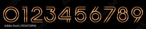 Number set font alphabet vector illustration. Set of modern number 0 to 9 logo designs. In bronze color.
