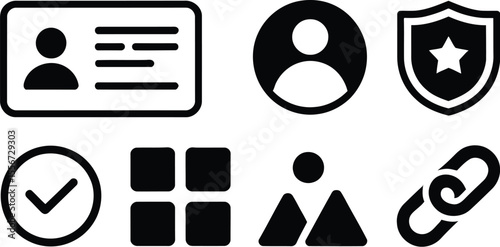 Illustration of various black and white user interface design icons