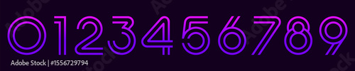 Number set font alphabet vector illustration. Set of modern number 0 to 9 logo designs. In purple color.