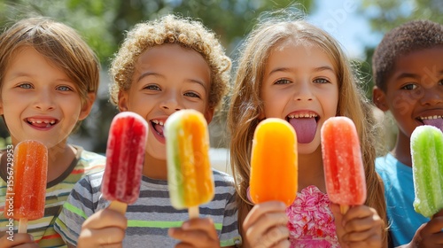 Kids Enjoying Popsicles on a Hot Summer Day