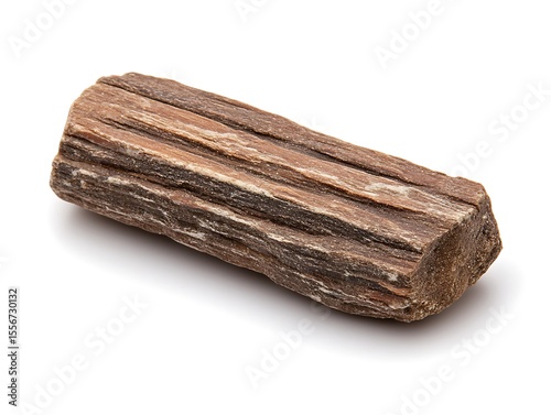 Petrified wood specimen, showcase the mineralized tree in isolated shot