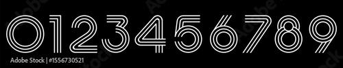 Number set font alphabet vector illustration. Set of modern number 0 to 9 logo designs. 