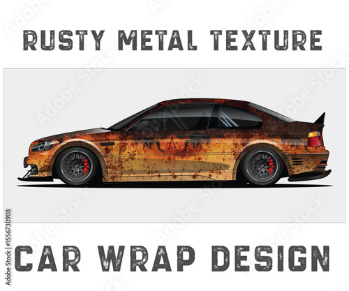 Rusty Metal Texture Car Wrap Design sports car