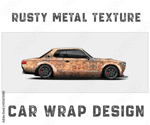 Rusty Metal Texture Car Wrap Design sports car