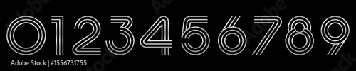 Number set font alphabet vector illustration. Set of modern number 0 to 9 logo designs. In silver color.