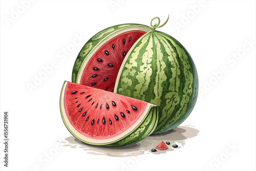 A vector watermelon illustration, white background