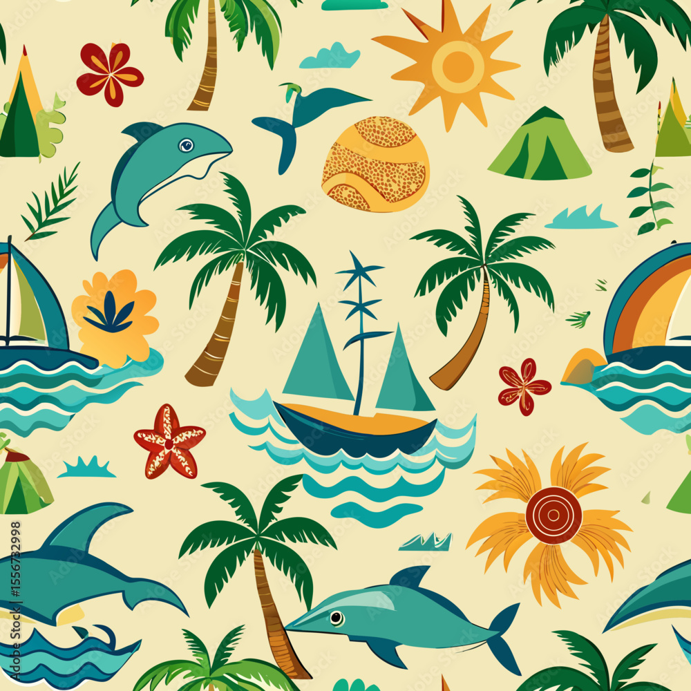 Obraz premium Colorful Summer Seamless Pattern