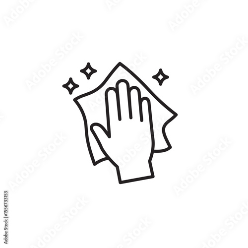 Cleaning cloth line icon. Wipe with a rag symbol