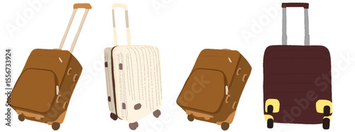 キャリー　旅行　趣味　イラスト　茶色　白　赤茶色　4セット