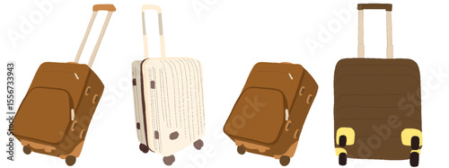 キャリー　旅行　趣味　イラスト　茶色　白　こげ茶色　4セット