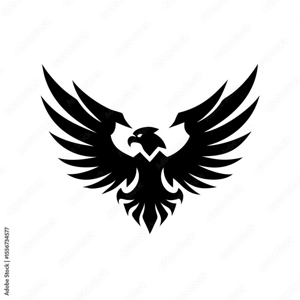Obraz premium Stylized black eagle with outstretched wings design