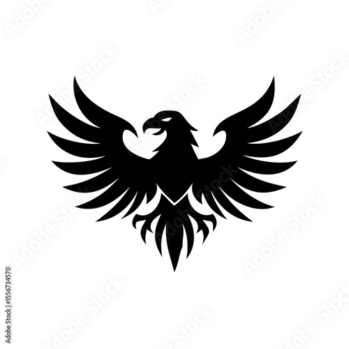 Silhouette of an eagle with spread wings and sharp claws