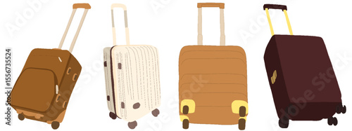 キャリー　旅行　趣味　イラスト　茶色　白　薄茶色　4セット