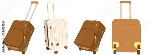 キャリー　旅行　趣味　イラスト　茶色　白　薄茶色　4セット