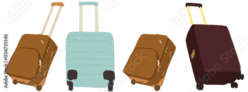 キャリー　旅行　趣味　イラスト　茶色　白　水色　4セット